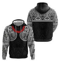 Samoan Traditional Art Tattoos Zip Hoodie Tatau Tribal Motifs with Ula Fala Black - Polynesian Pride