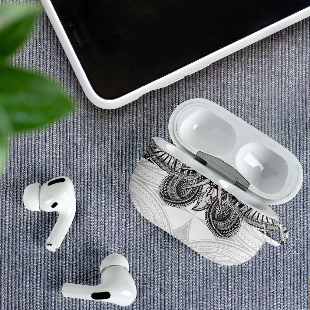 Samoan Traditional Art Tattoos AirPods Case Tatau Tribal Motifs with Ula Nifo White - Polynesian Pride