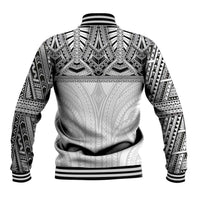 Samoan Traditional Art Tattoos Baseball Jacket Tatau Tribal Motifs with Ula Nifo White - Polynesian Pride