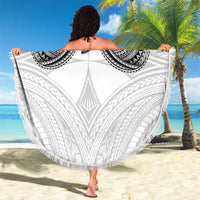 Samoan Traditional Art Tattoos Beach Blanket Tatau Tribal Motifs with Ula Nifo White - Polynesian Pride