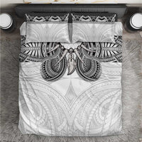 Samoan Traditional Art Tattoos Bedding Set Tatau Tribal Motifs with Ula Nifo White - Polynesian Pride