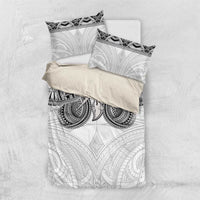 Samoan Traditional Art Tattoos Bedding Set Tatau Tribal Motifs with Ula Nifo White - Polynesian Pride