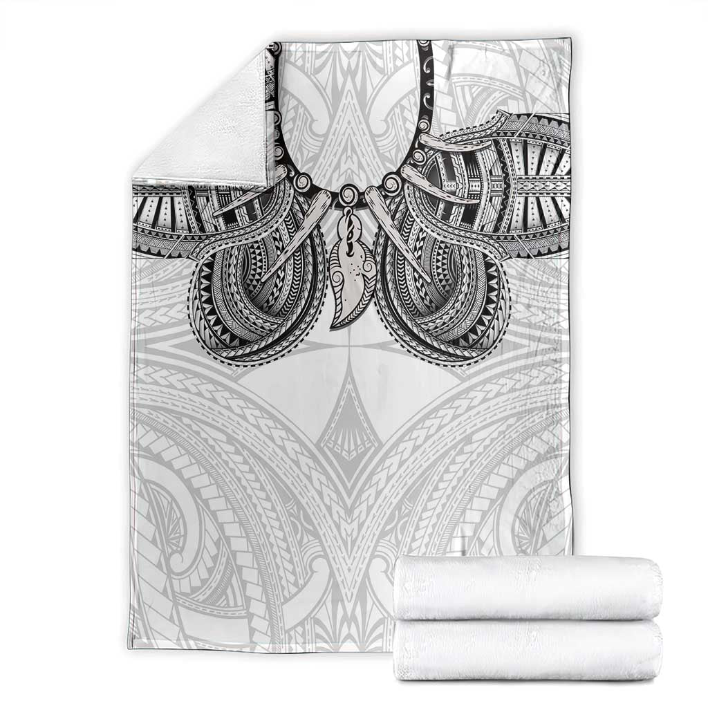 Samoan Traditional Art Tattoos Blanket Tatau Tribal Motifs with Ula Nifo White - Polynesian Pride