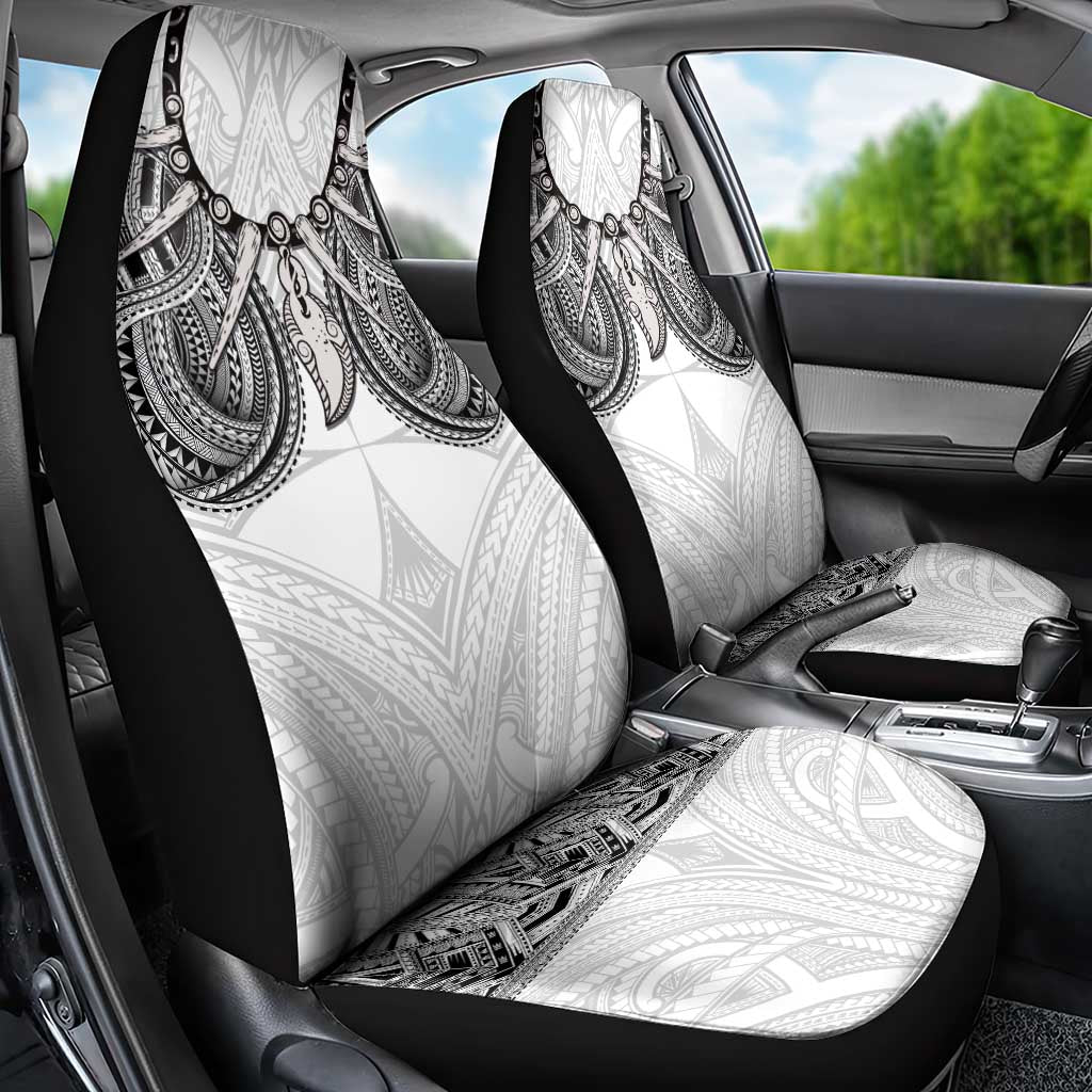Samoan Traditional Art Tattoos Car Seat Cover Tatau Tribal Motifs with Ula Nifo White - Polynesian Pride
