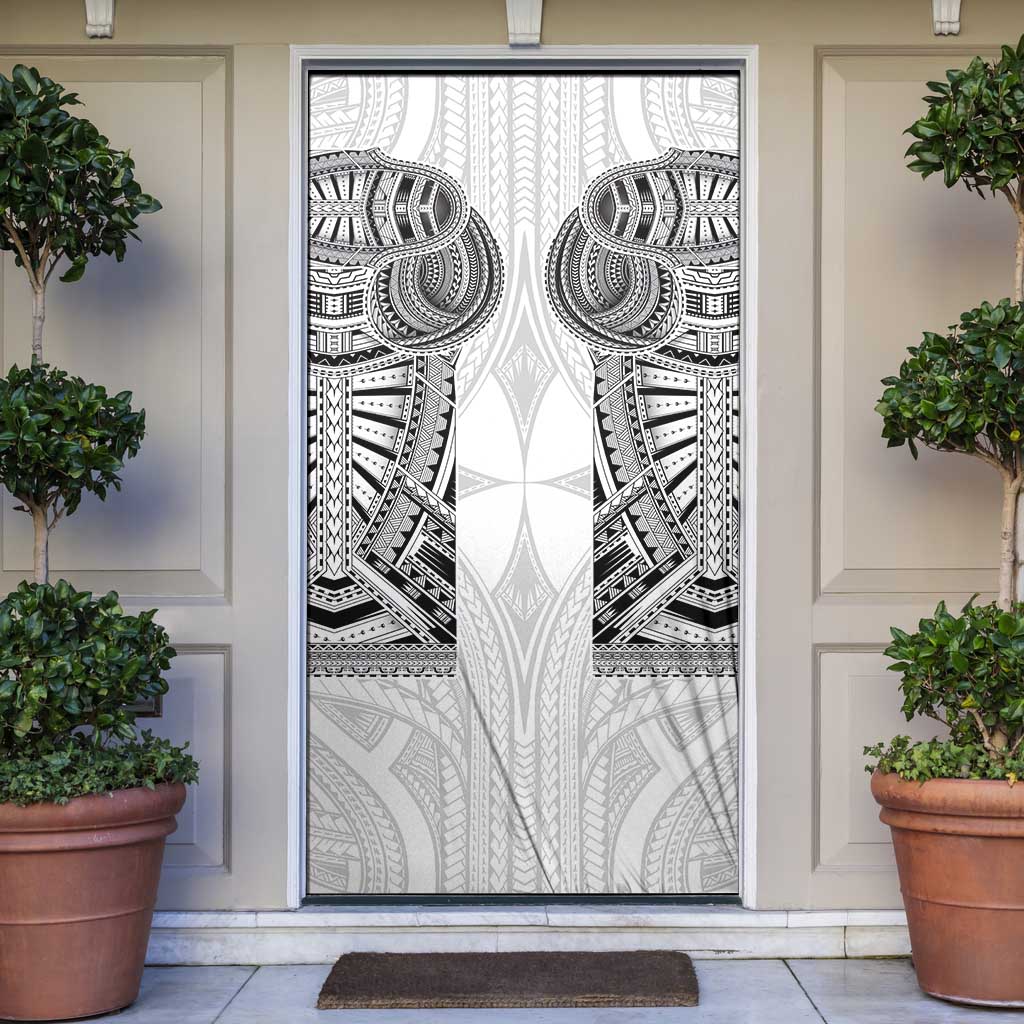 Samoan Traditional Art Tattoos Door Cover Tatau Tribal Motifs with Ula Nifo White - Polynesian Pride
