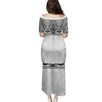 Samoan Traditional Art Tattoos Family Matching Puletasi and Hawaiian Shirt Tatau Tribal Motifs with Ula Nifo White - Polynesian Pride