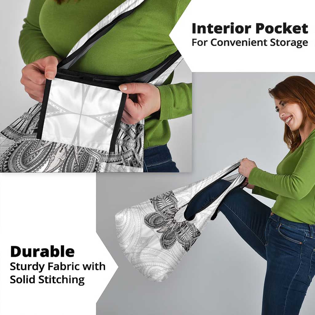 Samoan Traditional Art Tattoos Grocery Bag Tatau Tribal Motifs with Ula Nifo White - Polynesian Pride