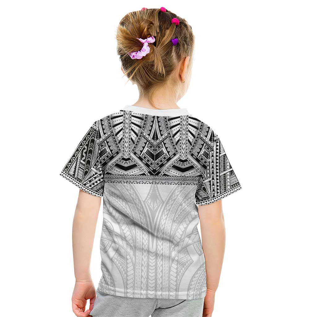 Samoan Traditional Art Tattoos Kid T Shirt Tatau Tribal Motifs with Ula Nifo White - Polynesian Pride