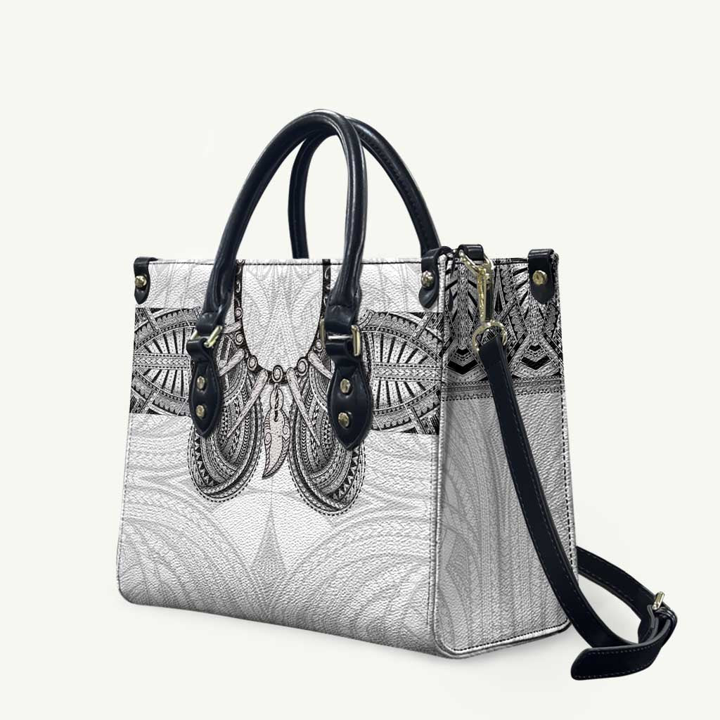 Samoan Traditional Art Tattoos Leather Bag Tatau Tribal Motifs with Ula Nifo White - Polynesian Pride