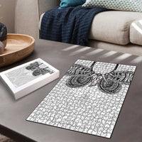 Samoan Traditional Art Tattoos Puzzle Tatau Tribal Motifs with Ula Nifo White - Polynesian Pride