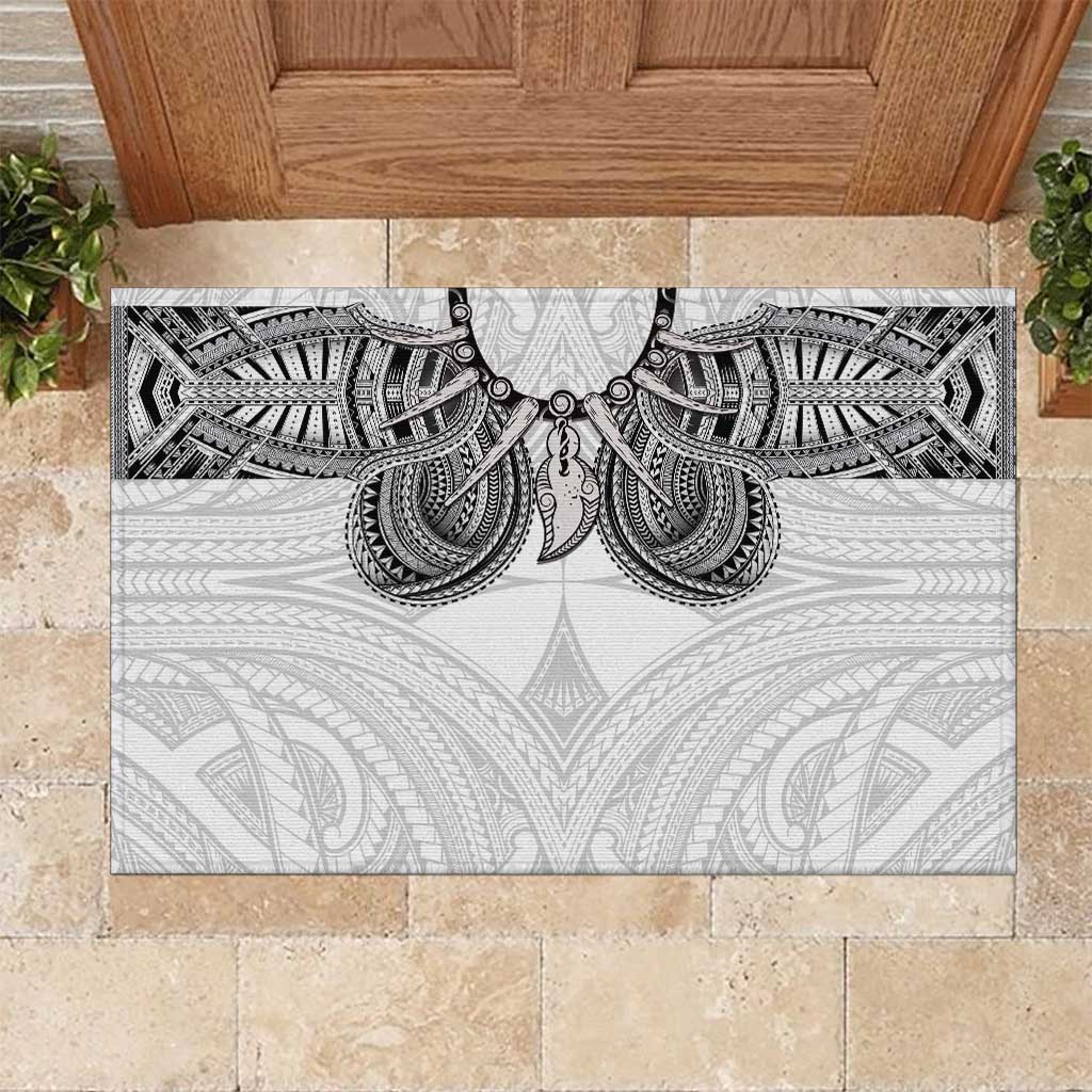 Samoan Traditional Art Tattoos Rubber Doormat Tatau Tribal Motifs with Ula Nifo White - Polynesian Pride