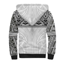 Samoan Traditional Art Tattoos Sherpa Hoodie Tatau Tribal Motifs with Ula Nifo White - Polynesian Pride