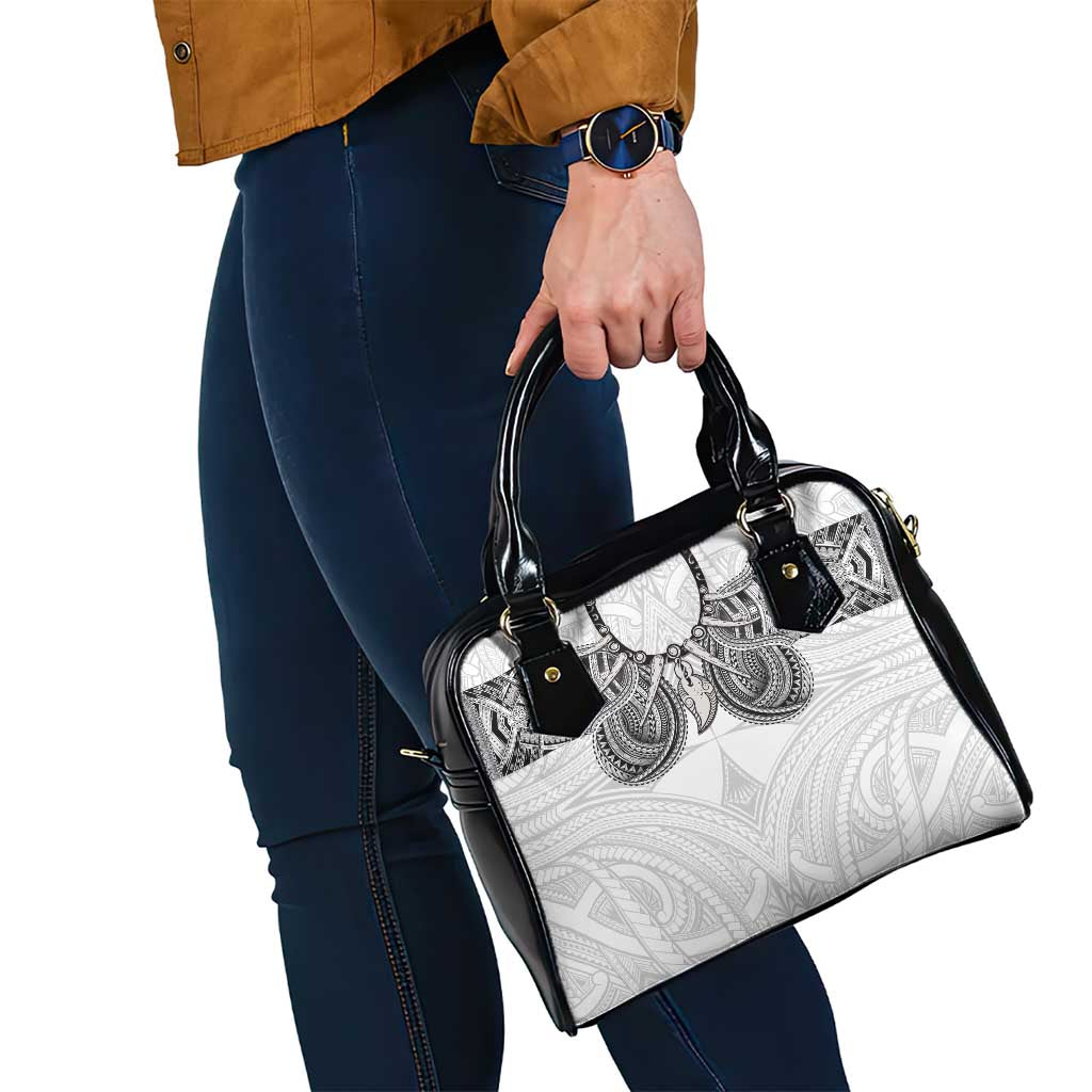 Samoan Traditional Art Tattoos Shoulder Handbag Tatau Tribal Motifs with Ula Nifo White - Polynesian Pride