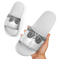 Samoan Traditional Art Tattoos Slide Sandals Tatau Tribal Motifs with Ula Nifo White - Polynesian Pride