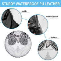 Samoan Traditional Art Tattoos Spare Tire Cover Tatau Tribal Motifs with Ula Nifo White - Polynesian Pride