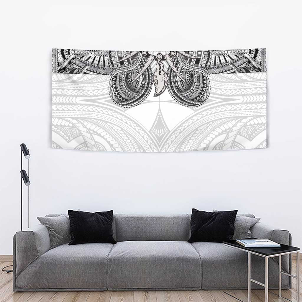 Samoan Traditional Art Tattoos Tapestry Tatau Tribal Motifs with Ula Nifo White - Polynesian Pride