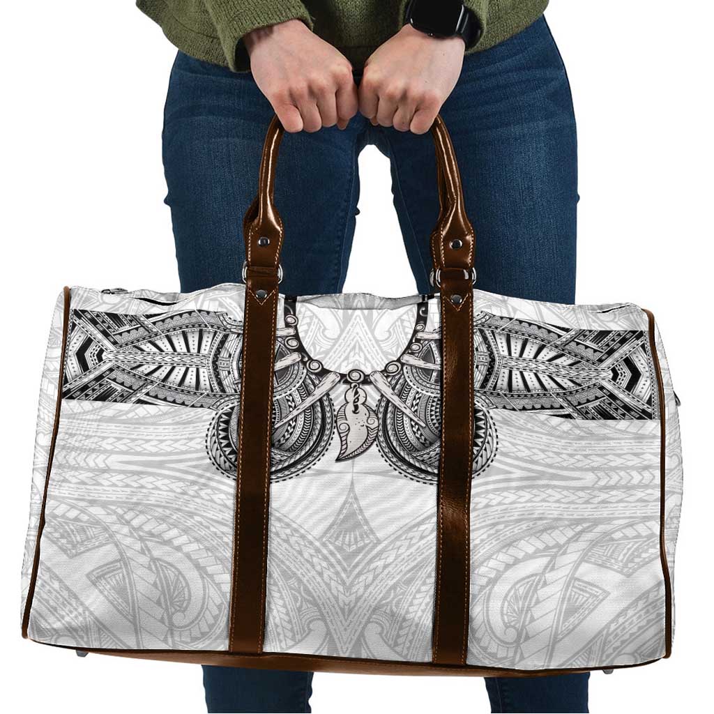 Samoan Traditional Art Tattoos Travel Bag Tatau Tribal Motifs with Ula Nifo White - Polynesian Pride