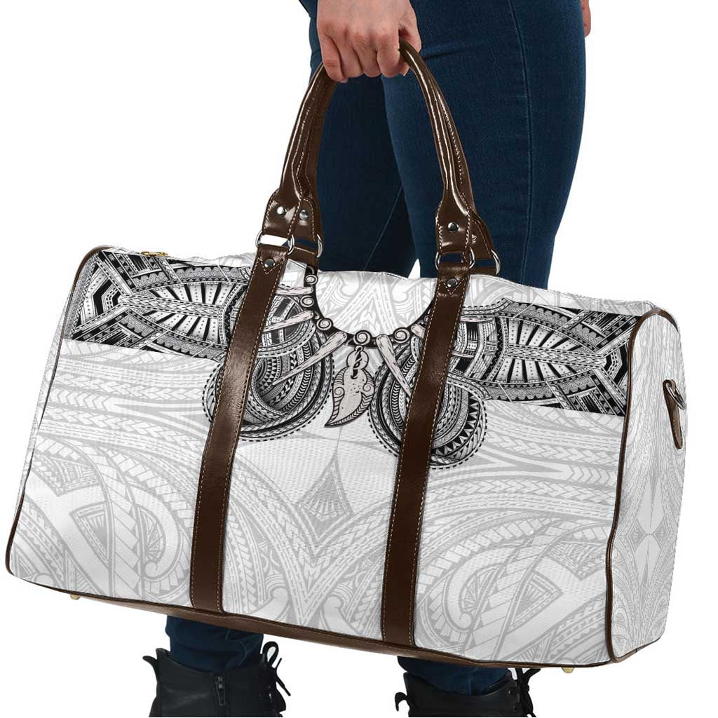 Samoan Traditional Art Tattoos Travel Bag Tatau Tribal Motifs with Ula Nifo White - Polynesian Pride