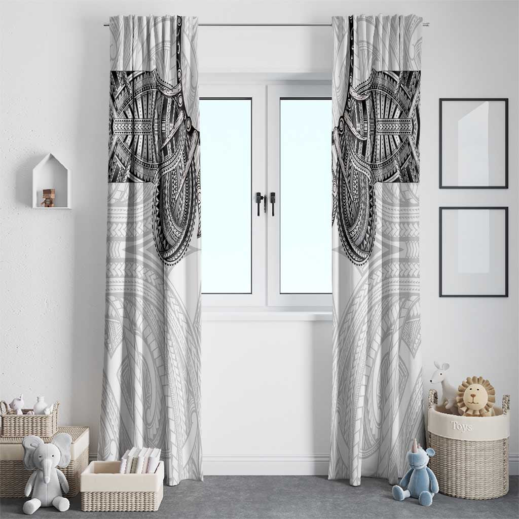 Samoan Traditional Art Tattoos Window Curtain Tatau Tribal Motifs with Ula Nifo White - Polynesian Pride