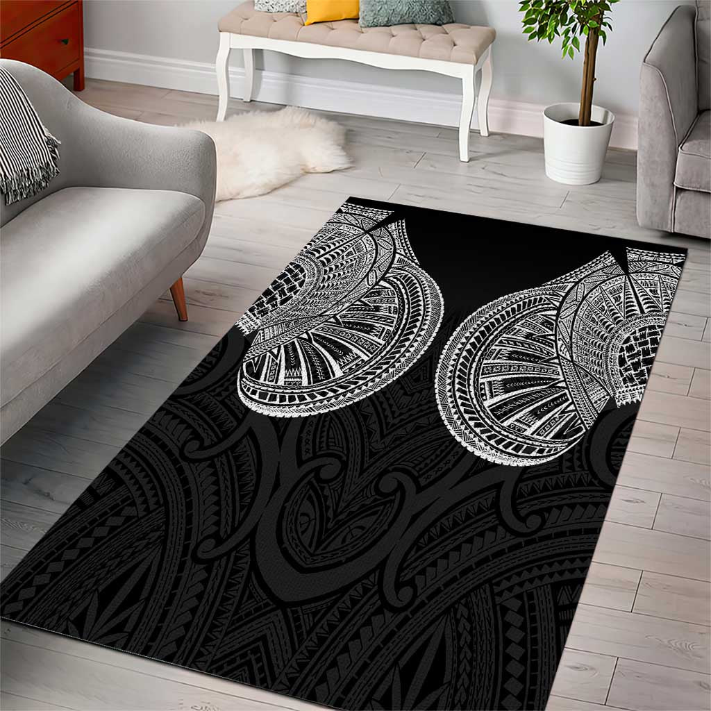 Samoan Traditional Art Tattoos Area Rug Tatau Roman Reigns Black Color - Polynesian Pride