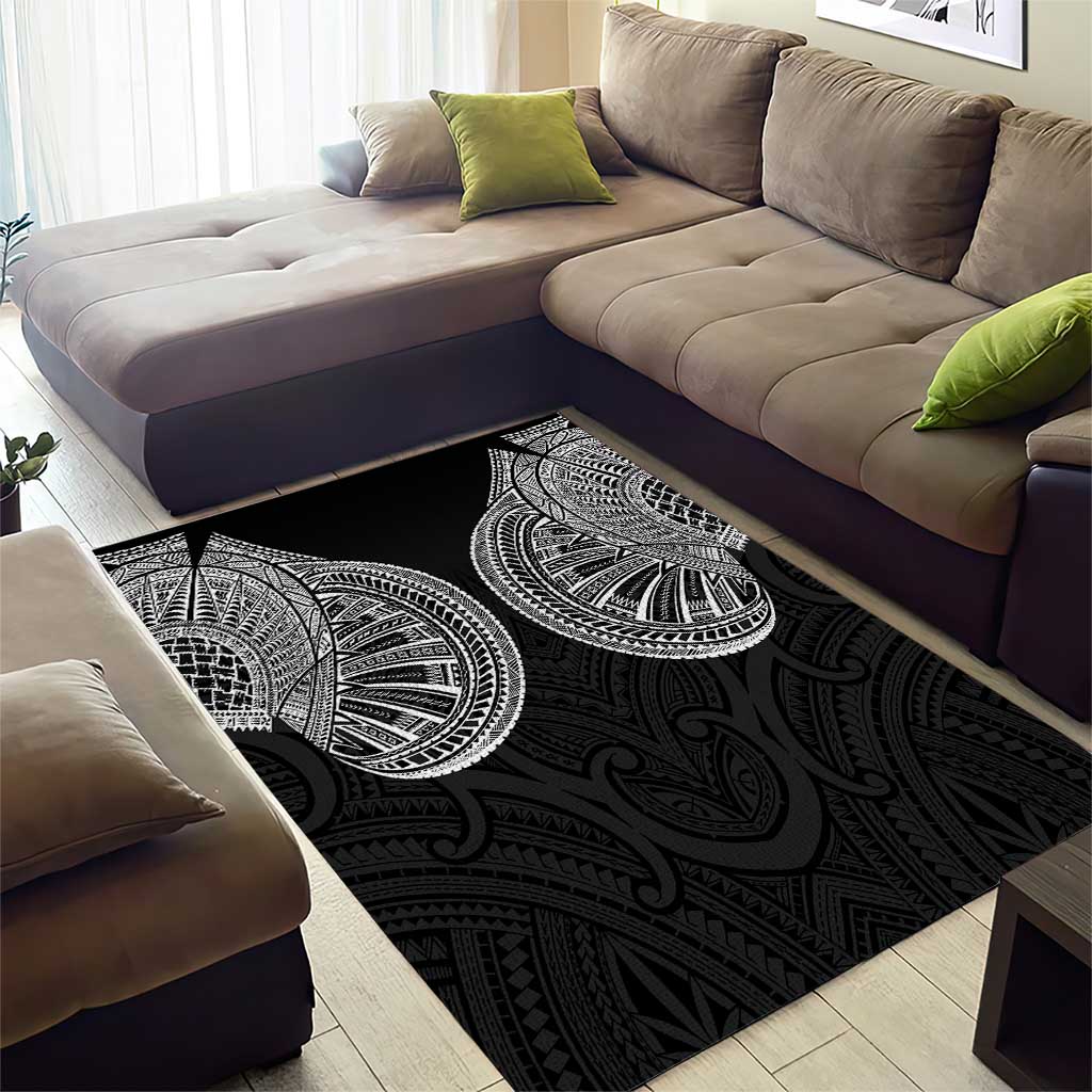 Samoan Traditional Art Tattoos Area Rug Tatau Roman Reigns Black Color - Polynesian Pride