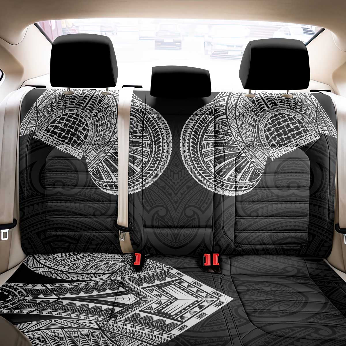Samoan Traditional Art Tattoos Back Car Seat Cover Tatau Roman Reigns Black Color - Polynesian Pride