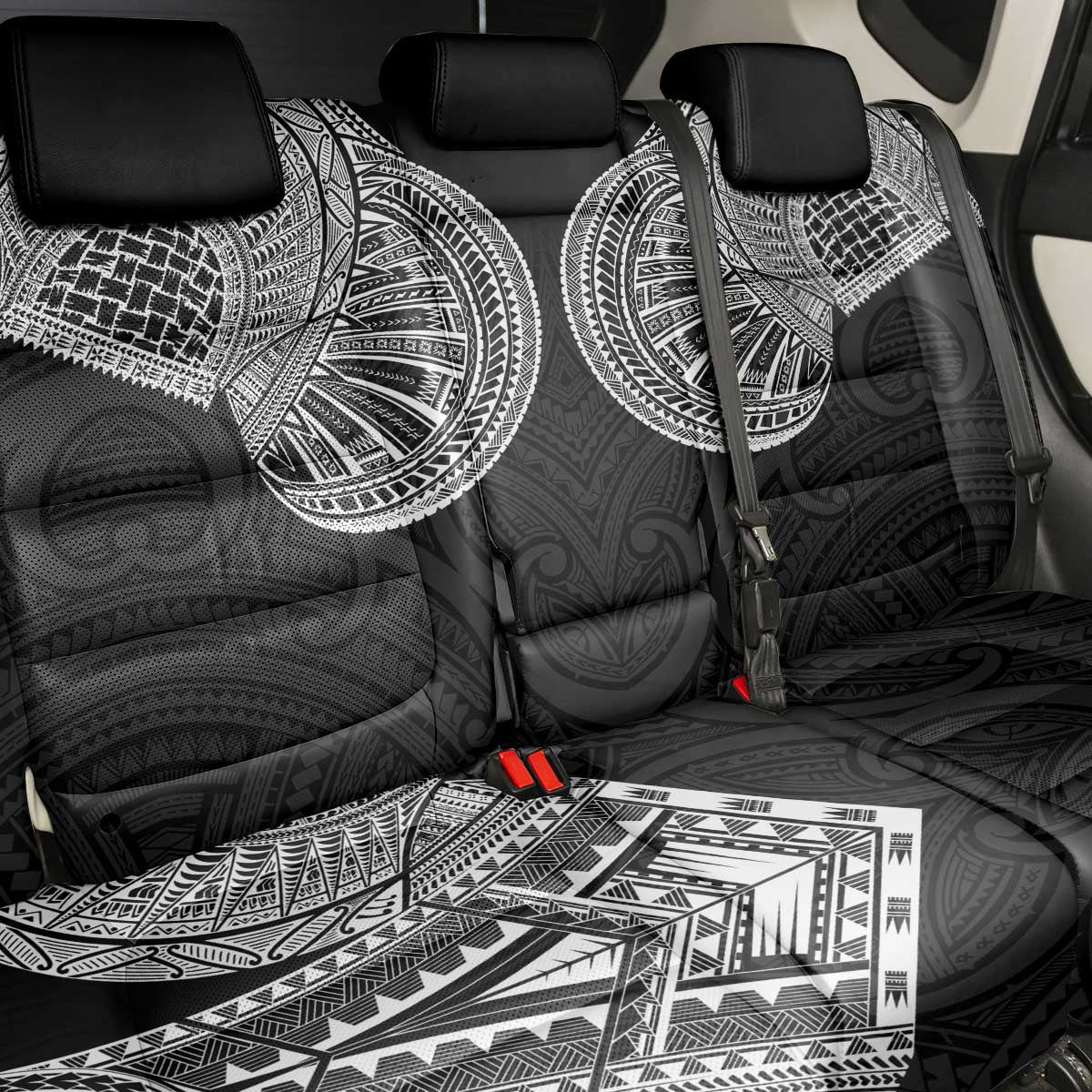Samoan Traditional Art Tattoos Back Car Seat Cover Tatau Roman Reigns Black Color - Polynesian Pride