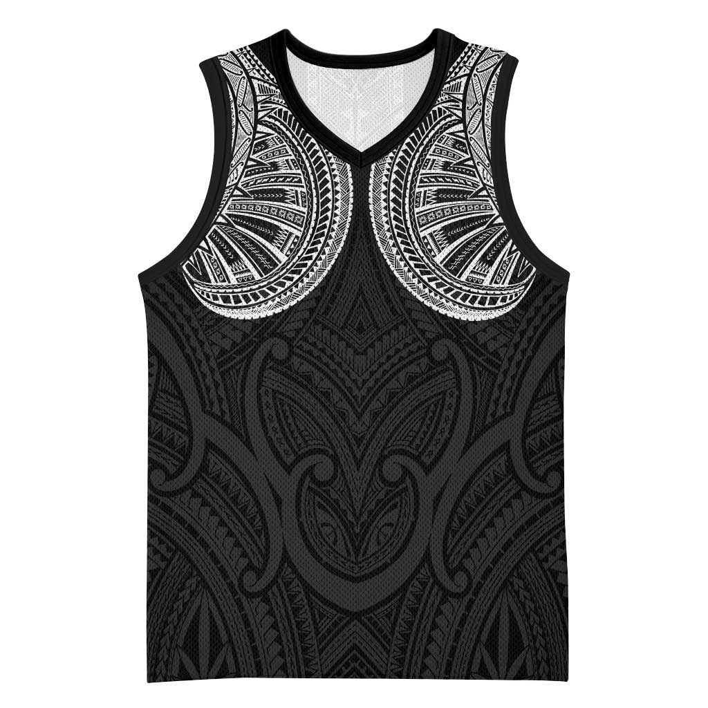Samoan Traditional Art Tattoos Basketball Jersey Tatau Roman Reigns Black Color - Polynesian Pride