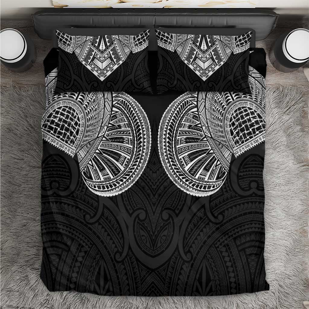 Samoan Traditional Art Tattoos Bedding Set Tatau Roman Reigns Black Color - Polynesian Pride