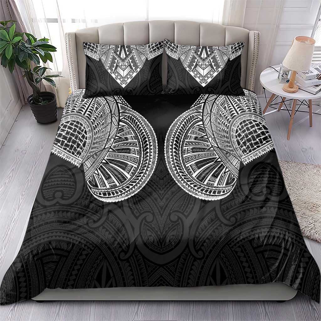 Samoan Traditional Art Tattoos Bedding Set Tatau Roman Reigns Black Color - Polynesian Pride