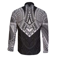 Samoan Traditional Art Tattoos Family Matching Long Sleeve Bodycon Dress and Hawaiian Shirt Tatau Roman Reigns Black Color - Polynesian Pride