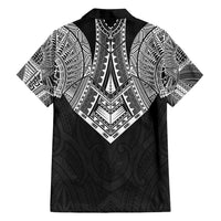 Samoan Traditional Art Tattoos Family Matching Off Shoulder Short Dress and Hawaiian Shirt Tatau Roman Reigns Black Color - Polynesian Pride