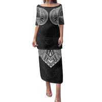 Samoan Traditional Art Tattoos Family Matching Puletasi and Hawaiian Shirt Tatau Roman Reigns Black Color - Polynesian Pride