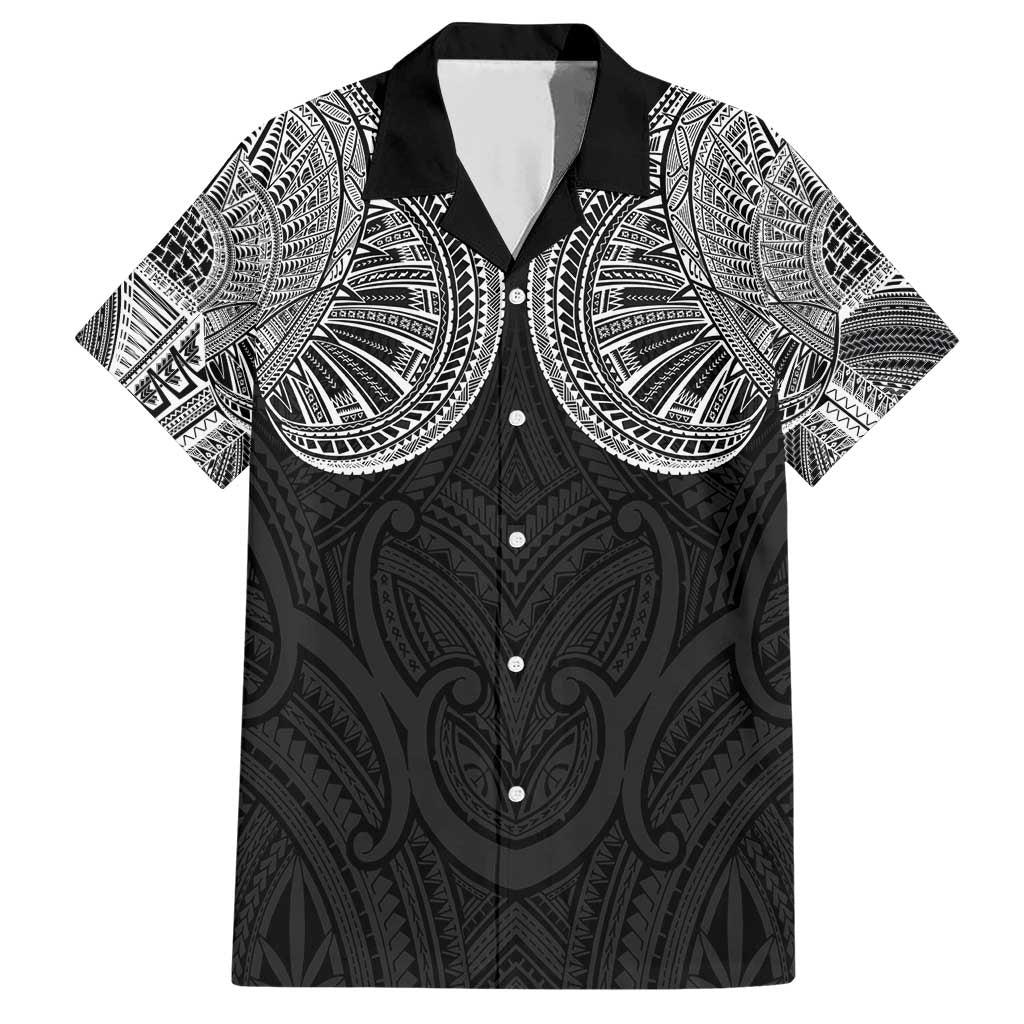 Samoan Traditional Art Tattoos Family Matching Short Sleeve Bodycon Dress and Hawaiian Shirt Tatau Roman Reigns Black Color - Polynesian Pride