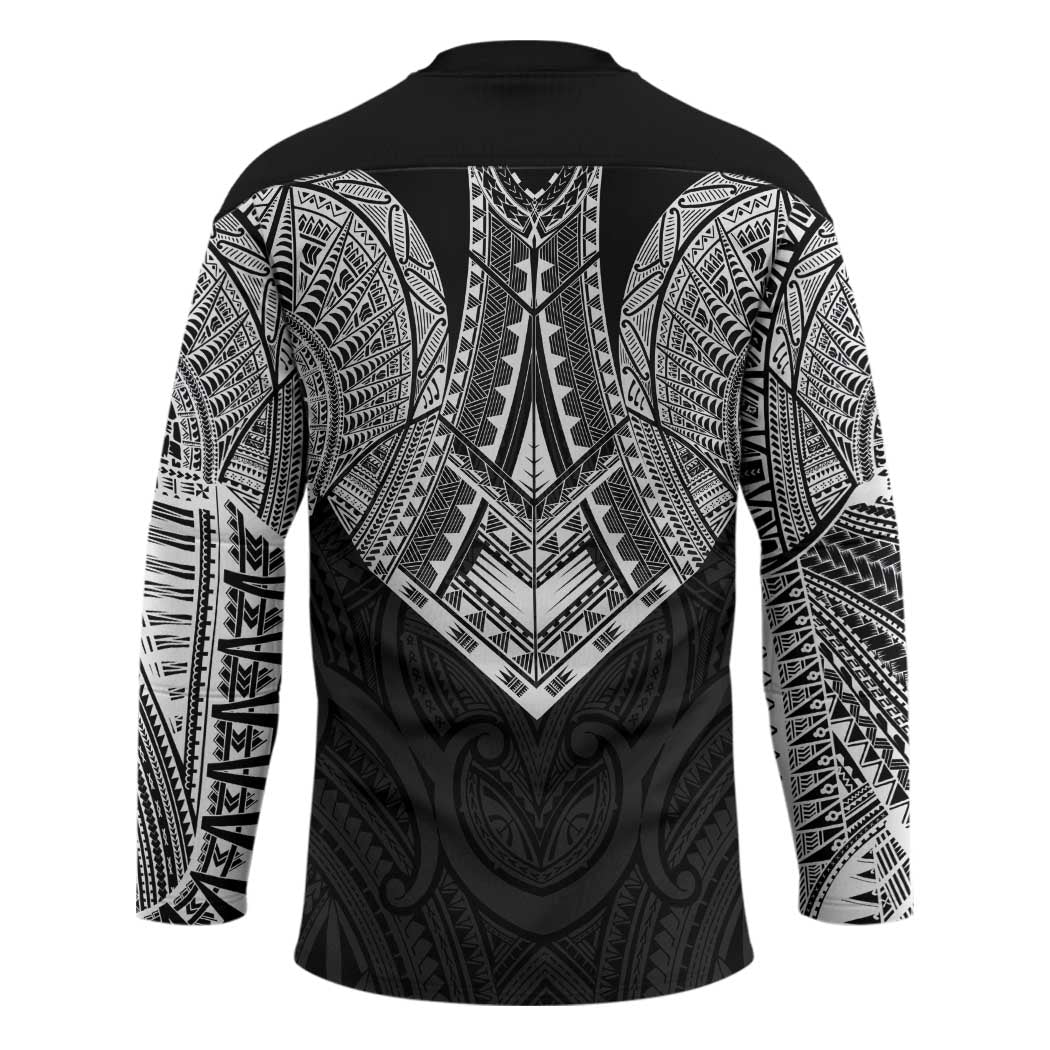 Samoan Traditional Art Tattoos Hockey Jersey Tatau Roman Reigns Black Color - Polynesian Pride