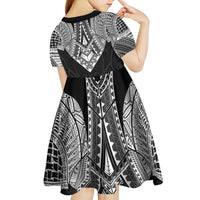 Samoan Traditional Art Tattoos Kid Short Sleeve Dress Tatau Roman Reigns Black Color - Polynesian Pride