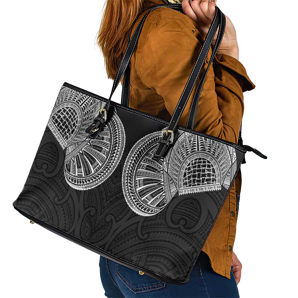 Samoan Traditional Art Tattoos Leather Tote Bag Tatau Roman Reigns Black Color - Polynesian Pride