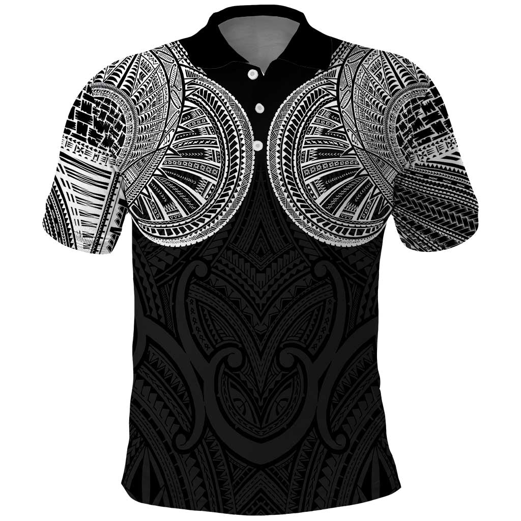 Samoan Traditional Art Tattoos Polo Shirt Tatau Roman Reigns Black Color - Polynesian Pride