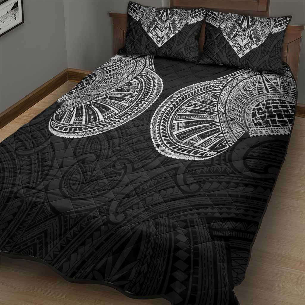 Samoan Traditional Art Tattoos Quilt Bed Set Tatau Roman Reigns Black Color - Polynesian Pride