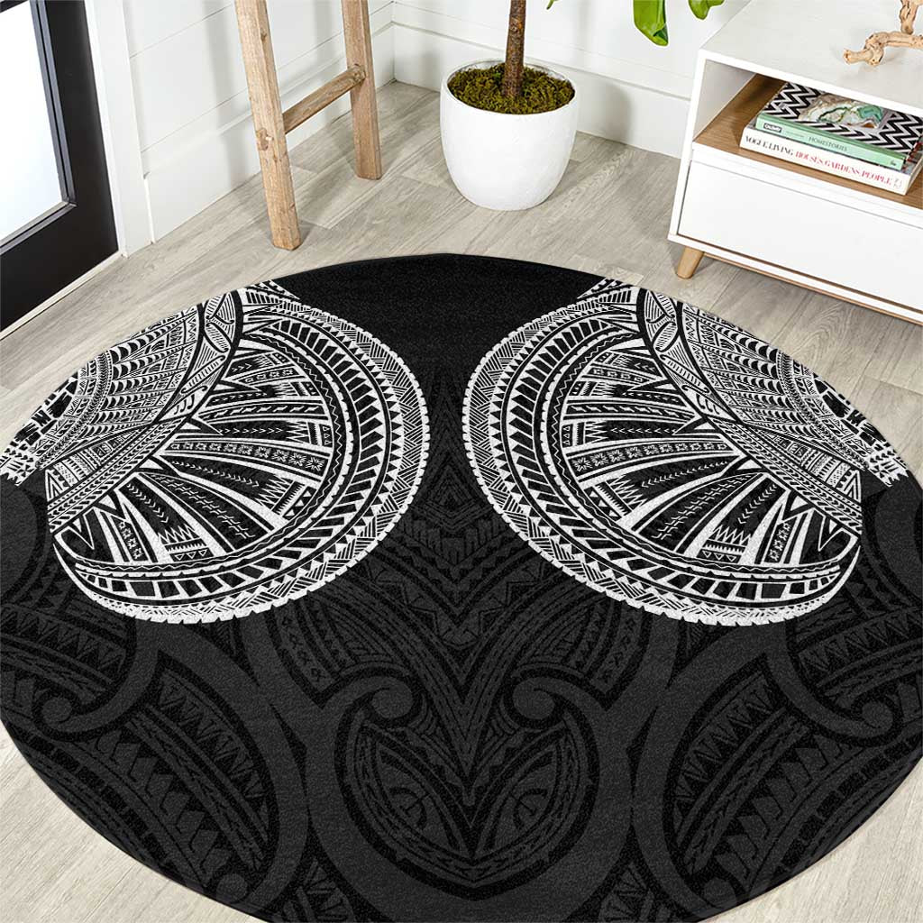 Samoan Traditional Art Tattoos Round Carpet Tatau Roman Reigns Black Color LT03 Black - Polynesian Pride
