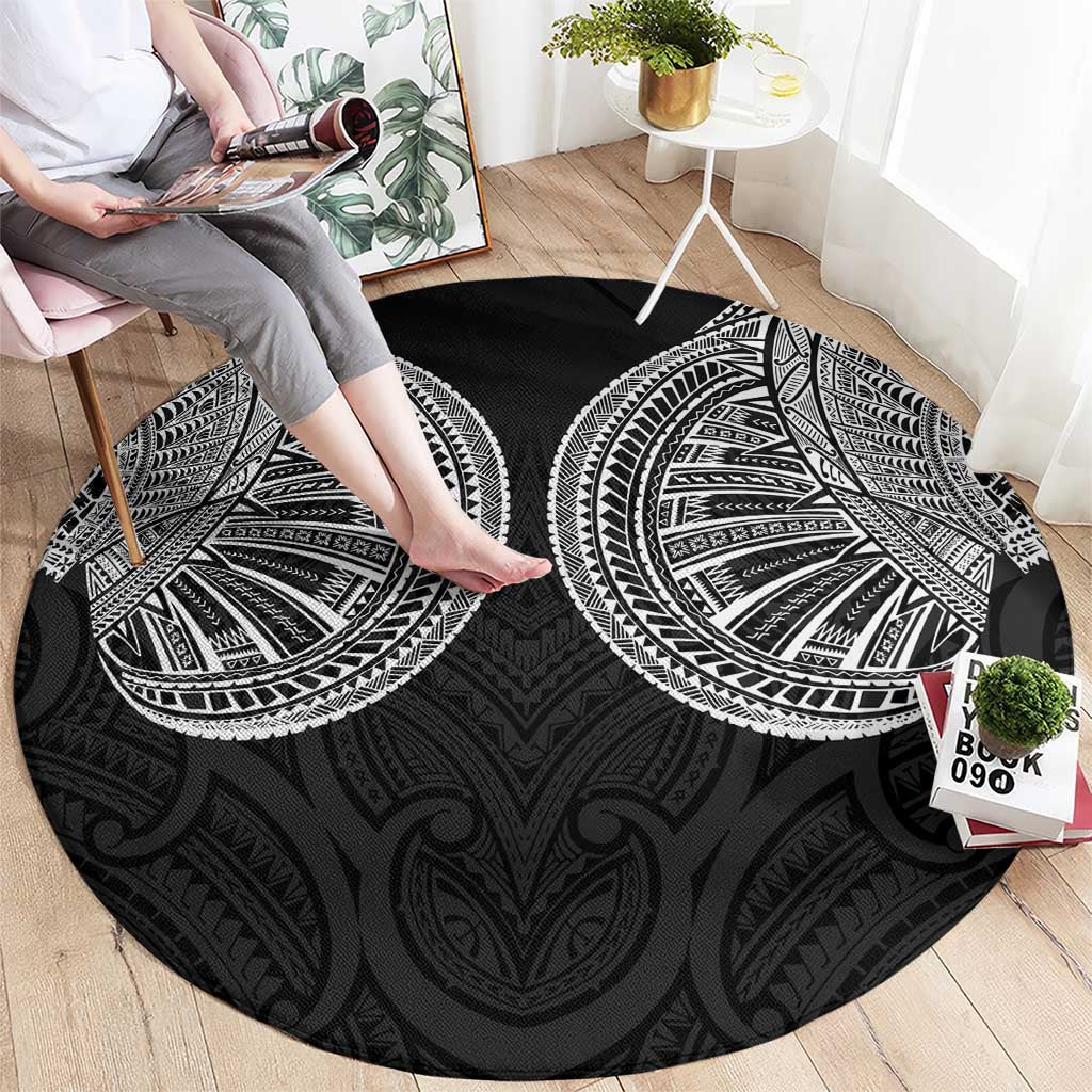 Samoan Traditional Art Tattoos Round Carpet Tatau Roman Reigns Black Color LT03 - Polynesian Pride