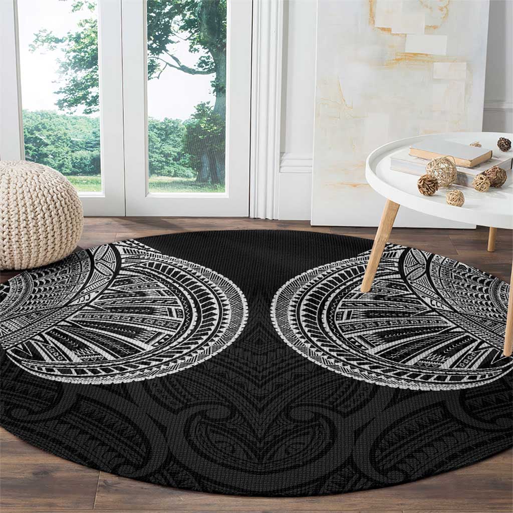 Samoan Traditional Art Tattoos Round Carpet Tatau Roman Reigns Black Color LT03 - Polynesian Pride