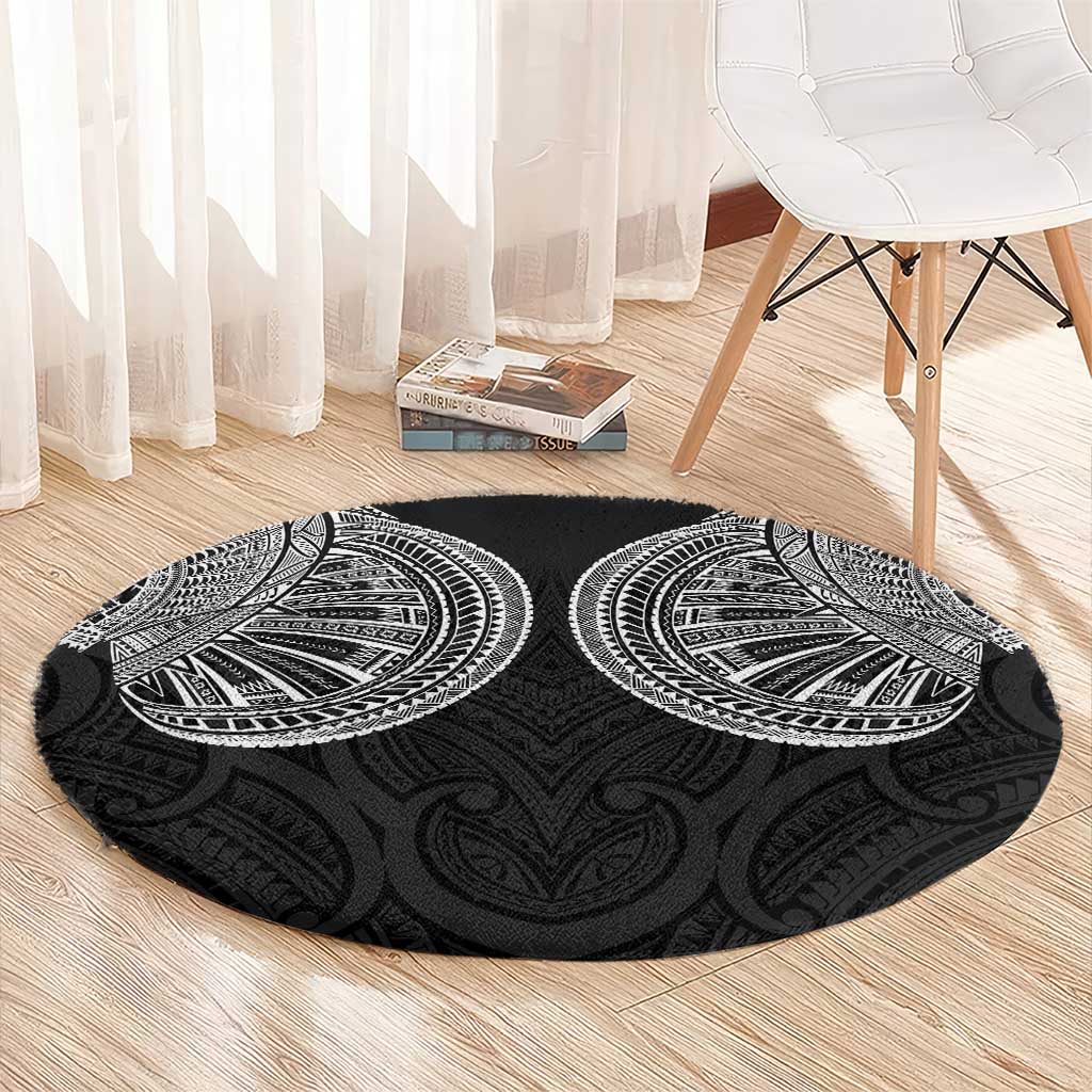 Samoan Traditional Art Tattoos Round Carpet Tatau Roman Reigns Black Color LT03 - Polynesian Pride