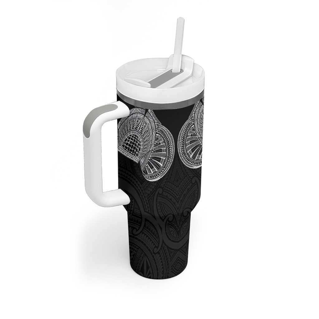 Samoan Traditional Art Tattoos Tumbler With Handle Tatau Roman Reigns Black Color - Polynesian Pride