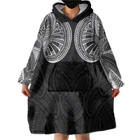 Samoan Traditional Art Tattoos Wearable Blanket Hoodie Tatau Roman Reigns Black Color - Polynesian Pride