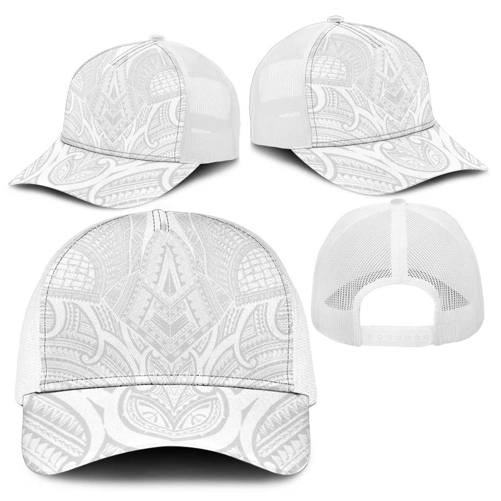Samoan Traditional Art Tattoos Baseball Net Cap Tatau Roman Reigns White Color - Polynesian Pride