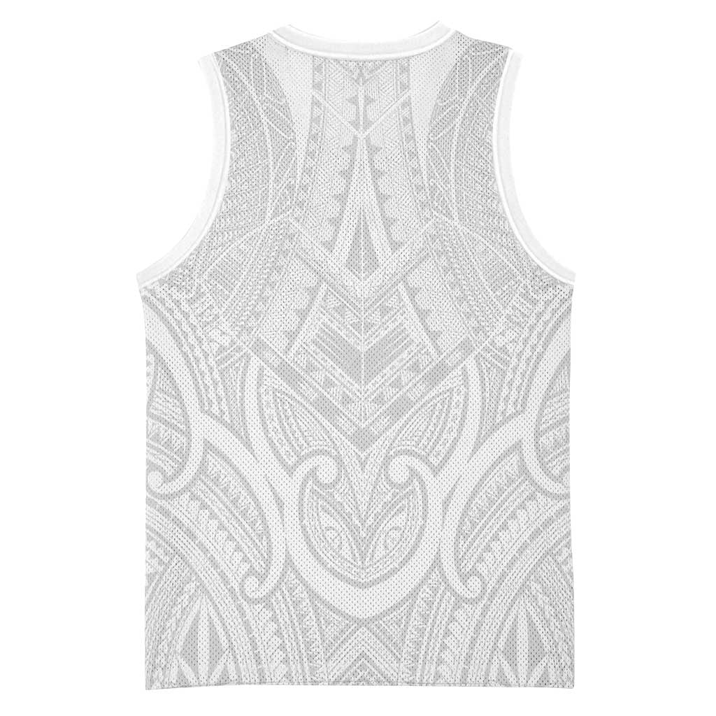 Samoan Traditional Art Tattoos Basketball Jersey Tatau Roman Reigns White Color - Polynesian Pride
