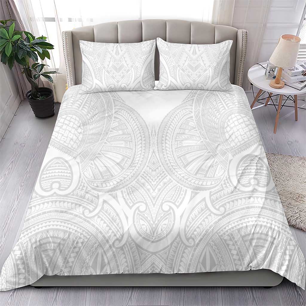 Samoan Traditional Art Tattoos Bedding Set Tatau Roman Reigns White Color - Polynesian Pride