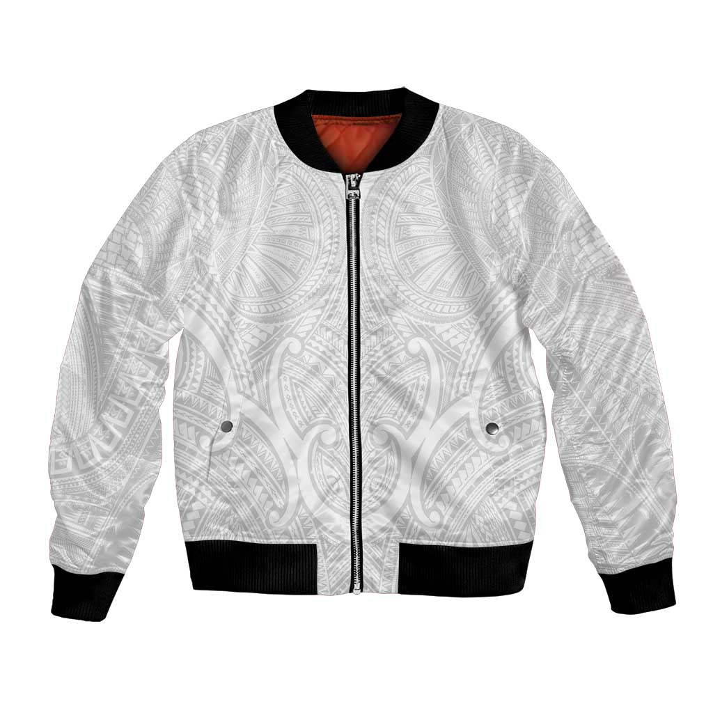 Samoan Traditional Art Tattoos Bomber Jacket Tatau Roman Reigns White Color - Polynesian Pride