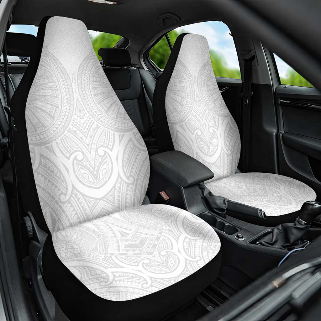 Samoan Traditional Art Tattoos Car Seat Cover Tatau Roman Reigns White Color - Polynesian Pride